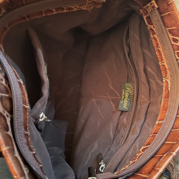 Raviani Brown Leather and Gold Croc Bag with Crystals EUC - Picture 5 of 16